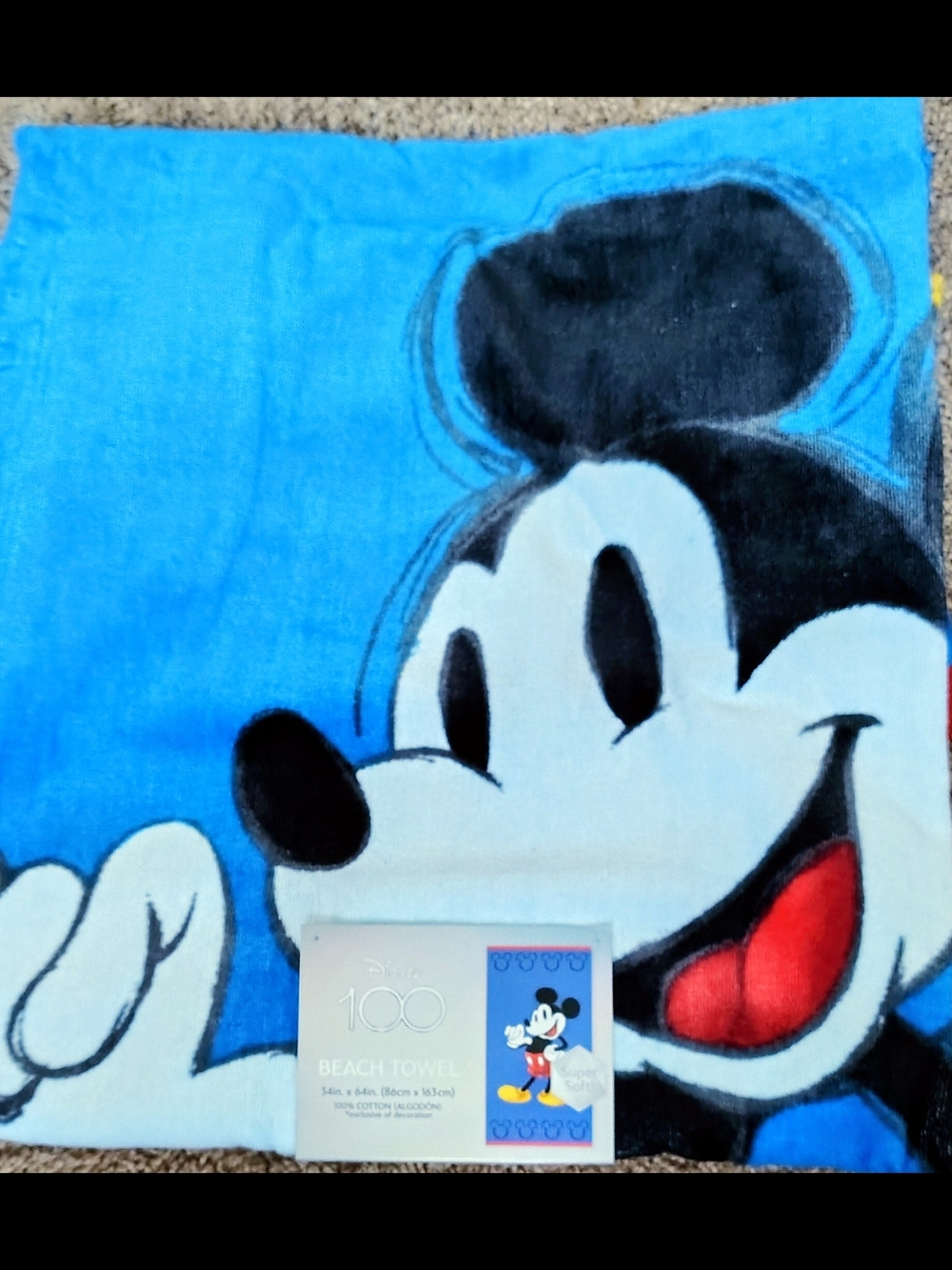 Disney Mickey Mouse Royal Blue and Red Beach Towel